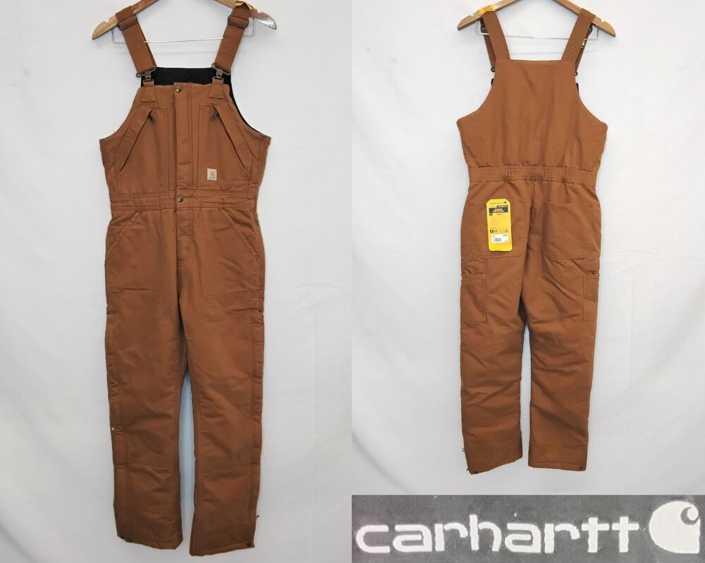 Carhartt Duck Insulated Biberal Women's Short/Small Loose Fit Brown NWT #Z5774